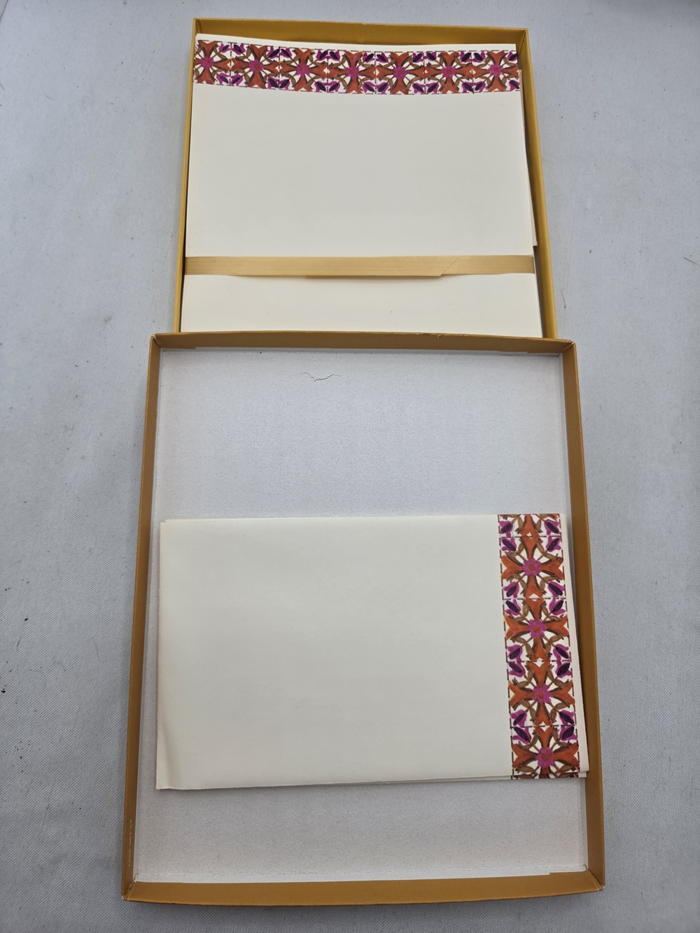 Vintage Hallmark Stationery Set 70s Floral Folk Art Boho Writing Paper Envelope